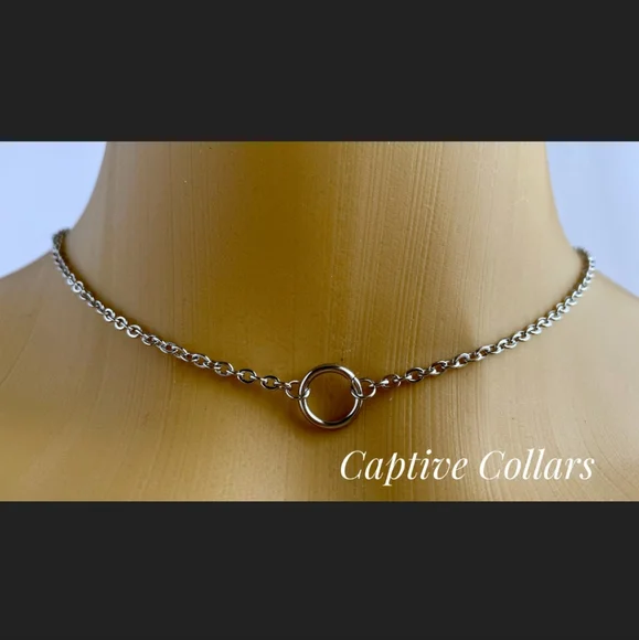 Mini O Ring Necklace Day Collar 24/7 Wear - Picture 3 of 11